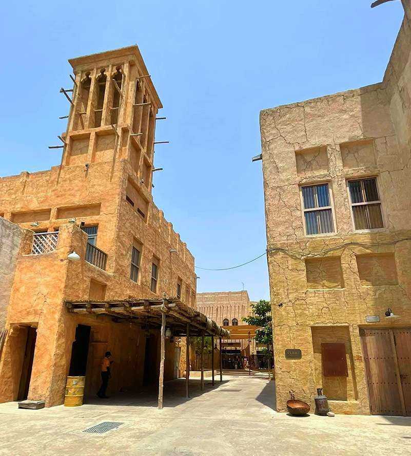 A captivating view of the old city of Dubai, showcasing its rich history and traditional architecture