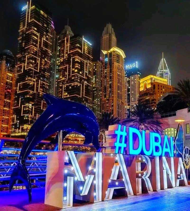 A stunning view of Dubai Marina in Dubai, showcasing its impressive skyline and vibrant atmosphere