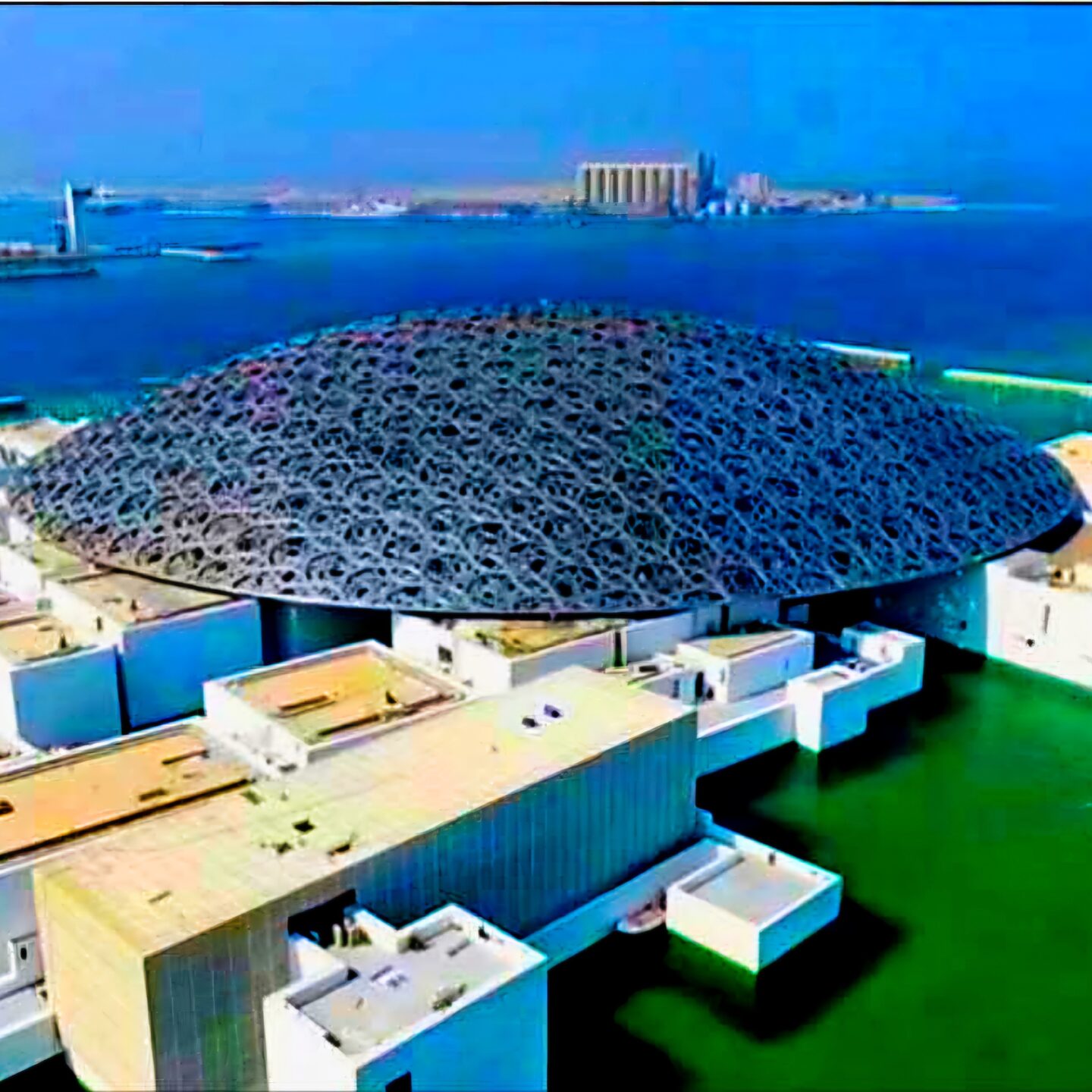 Das weltberühmte Louvre Museum auf Saadiyat Island in Abu Dhabi – ein kulturelles Highlight mit einzigartiger Kunst und Architektur.